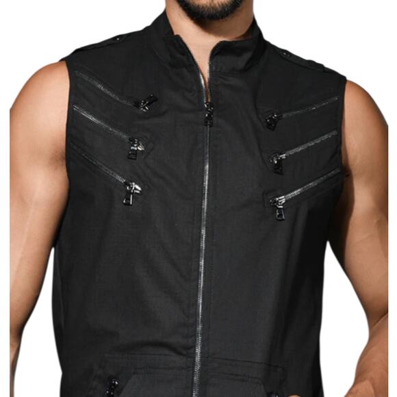 Andrew Christian Special Forces Capsule Zipper Vest Black Large - Picture 9 of 16